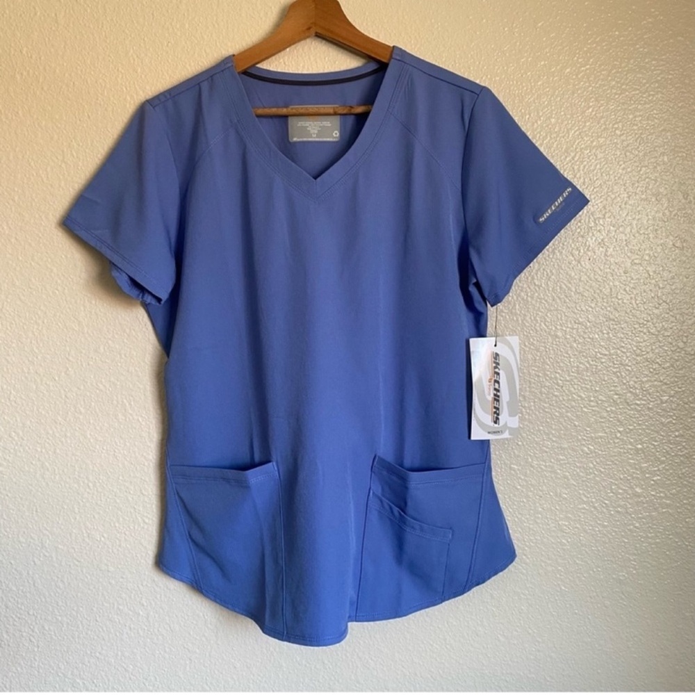 Skechers Scrub Top NWT Ciel Blue V-Neck Sz S/M